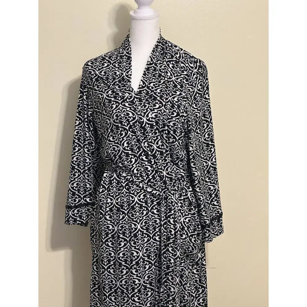 Linea Donatella Robe‎ Black & White Size L Women's Bathrobe Lightweight